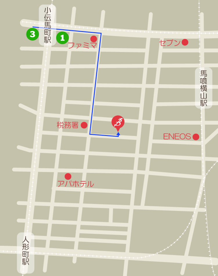 小伝馬町駅からの道順