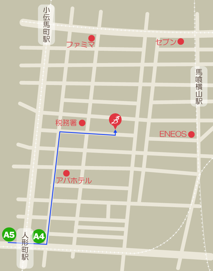 人形町駅からの道順